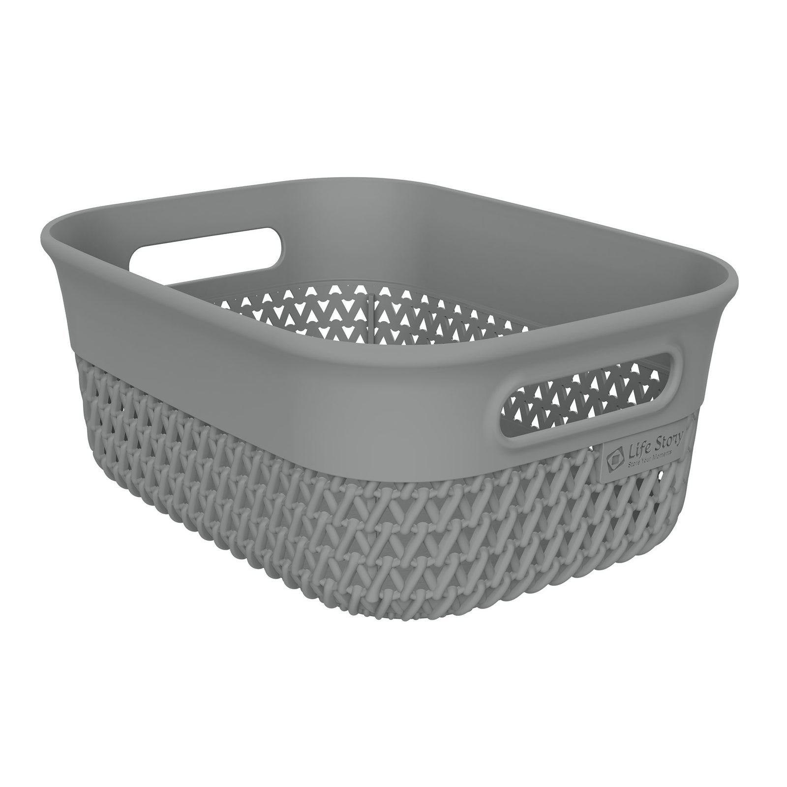 Life Story 4 Qt Decorative Storage Basket, Small Plastic Home Organizer, Gray - VMInnovations