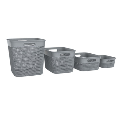 Life Story 4 Qt Decorative Storage Basket, Small Plastic Home Organizer, Gray - VMInnovations