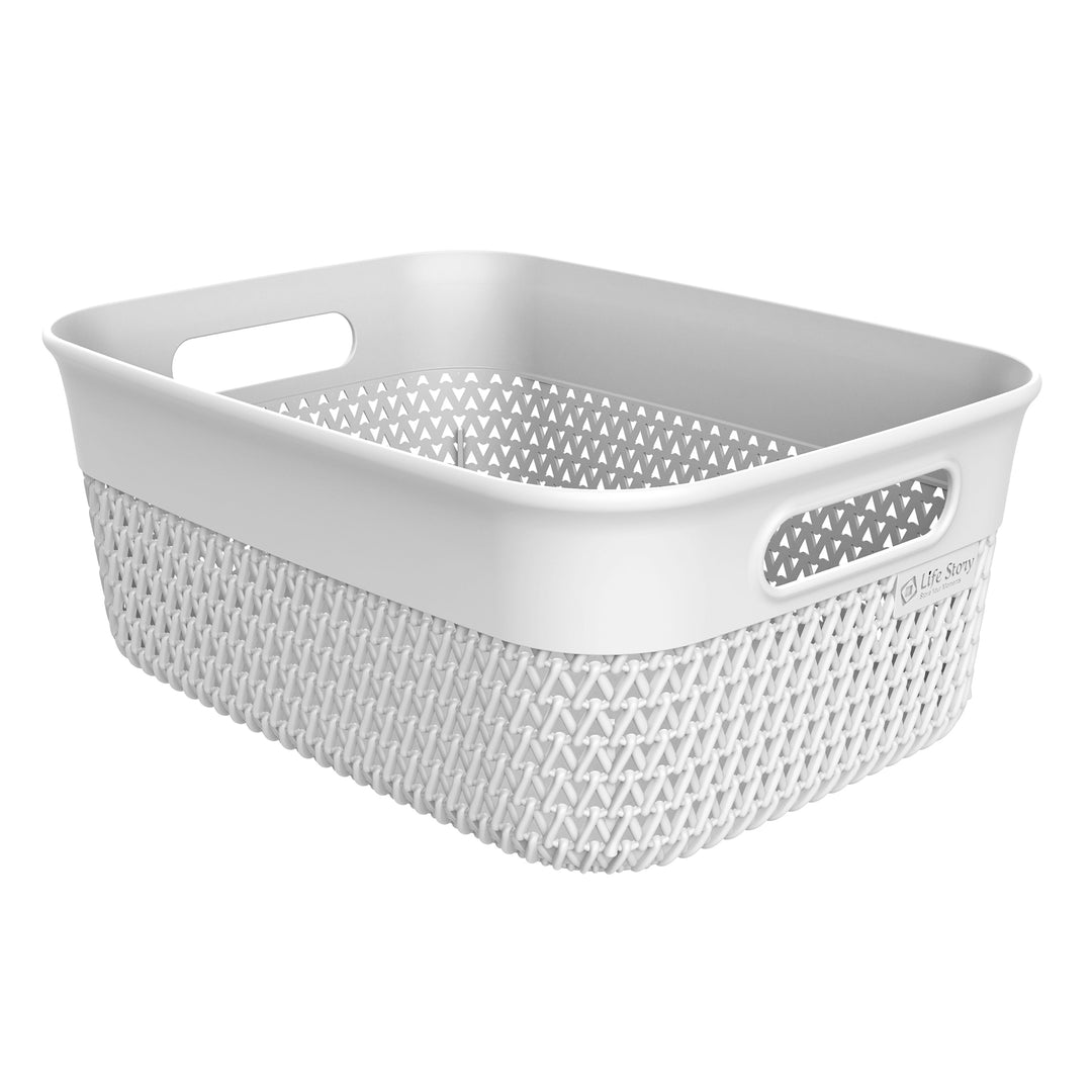 Life Story 10 Qt Decorative Storage Basket, Medium Plastic Home Organizer, White