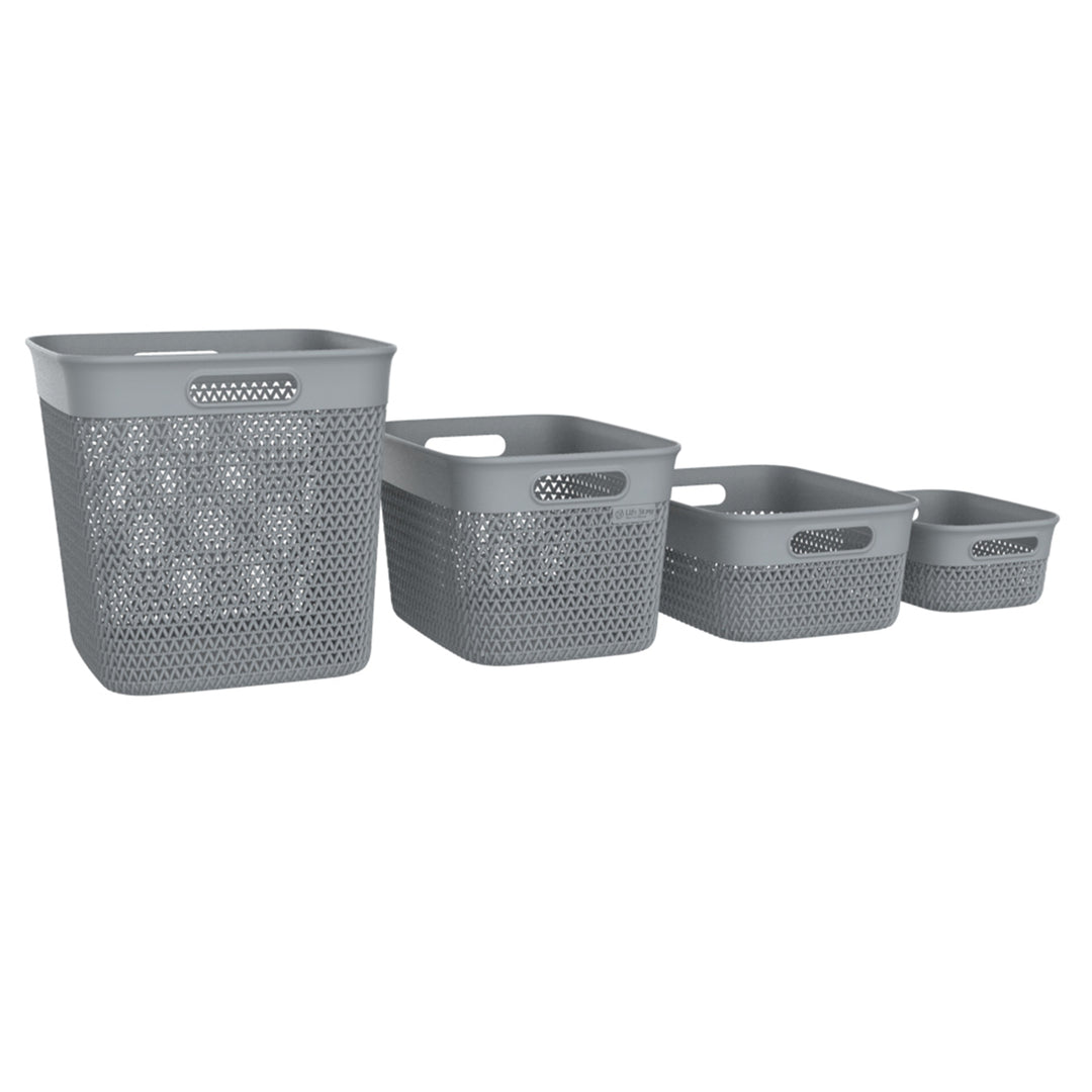 Life Story 10 Qt Decorative Storage Basket, Medium Plastic Home Organizer, White