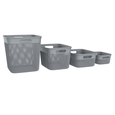 Life Story 10 Qt Decorative Storage Basket, Medium Plastic Home Organizer, White
