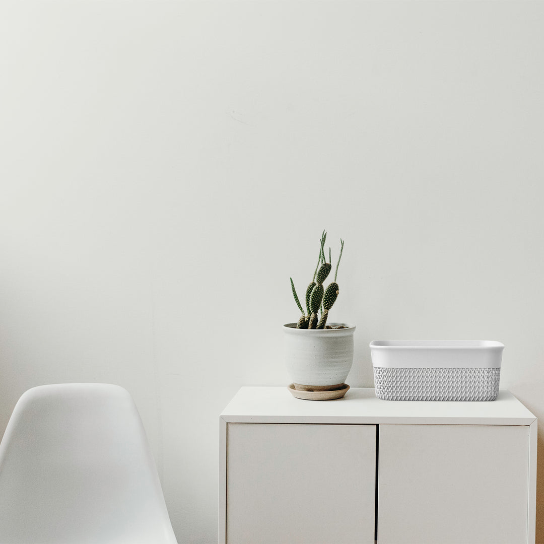 Life Story 10 Qt Decorative Storage Basket, Medium Plastic Home Organizer, White