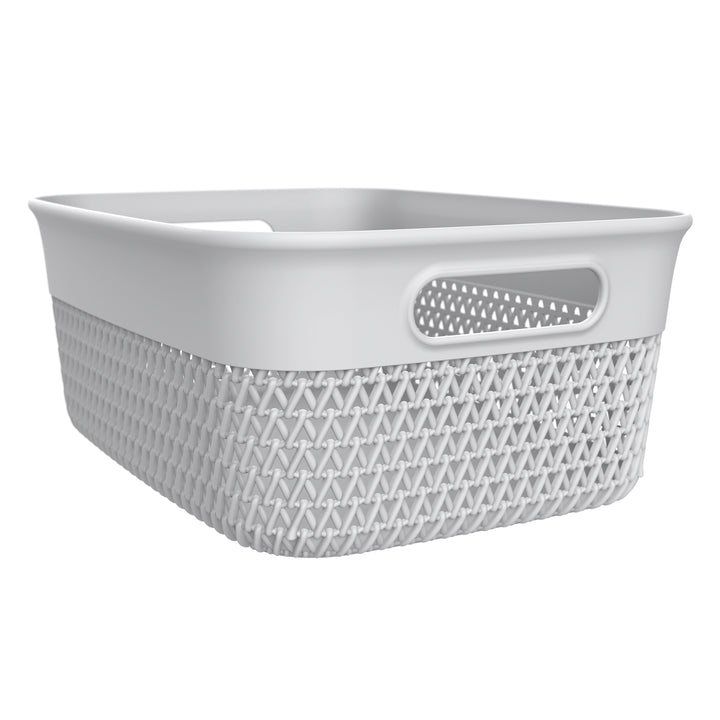 Life Story 10 Qt Decorative Storage Basket, Medium Plastic Home Organizer, White