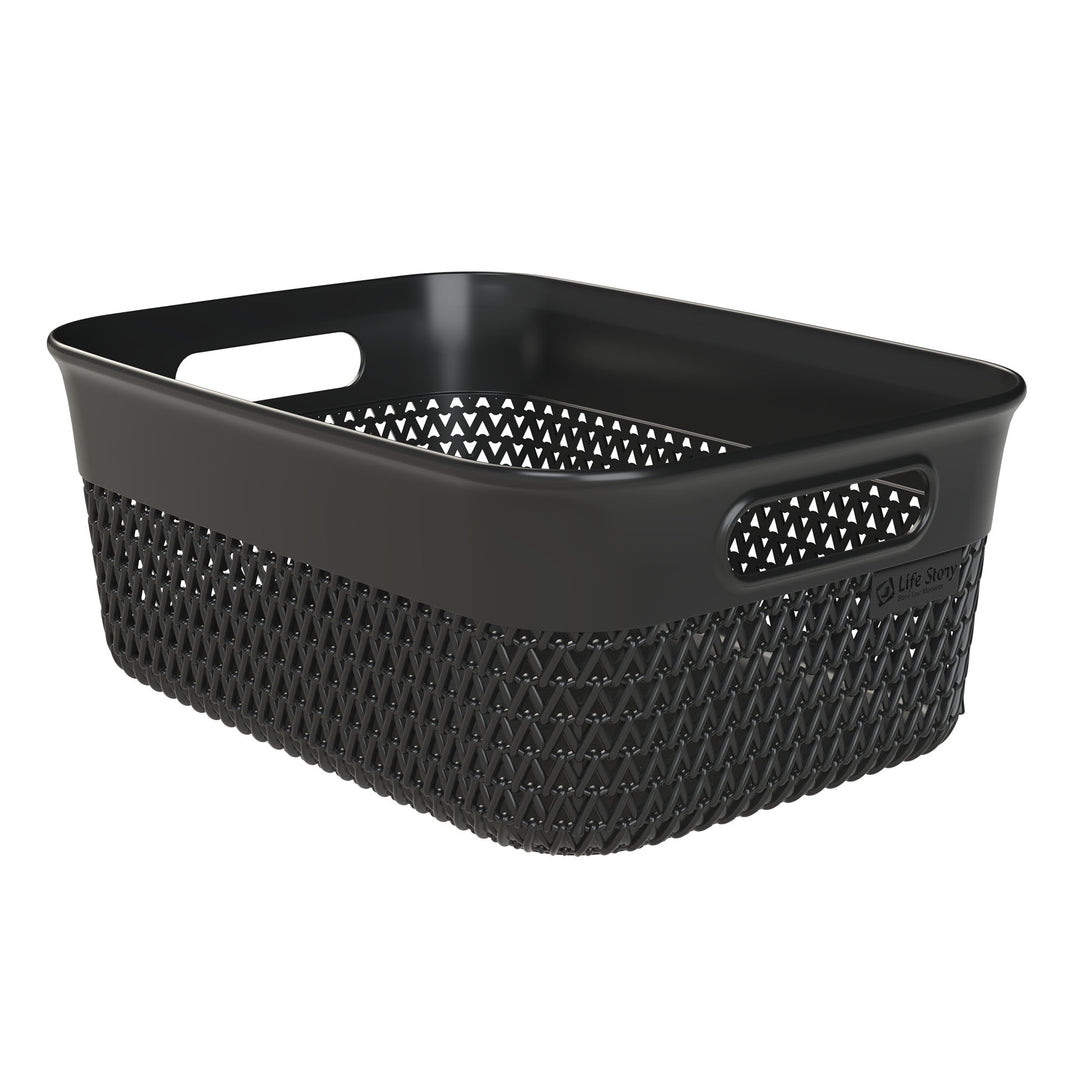 Life Story 10 Qt Decorative Storage Basket, Medium Plastic Home Organizer, Black