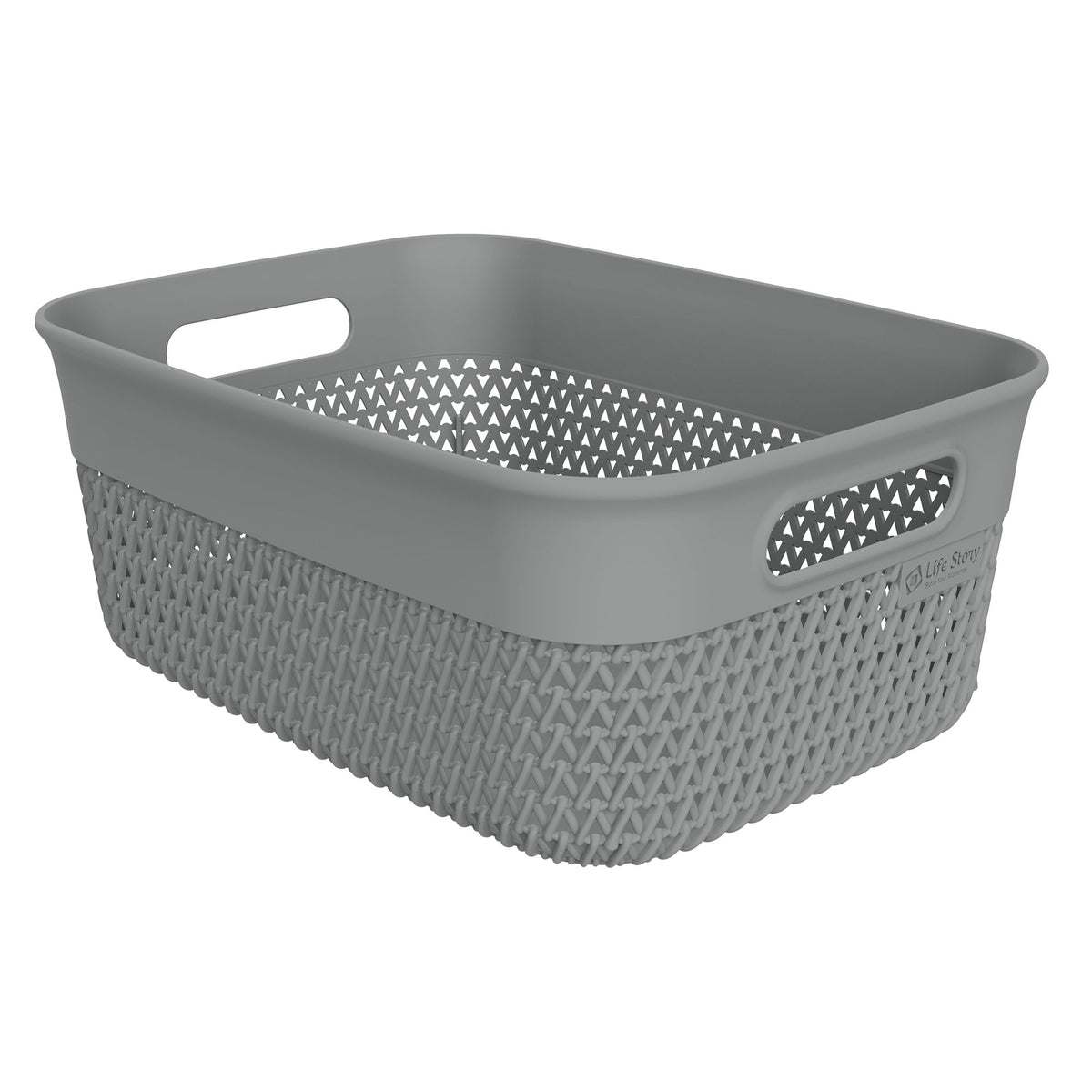 Life Story 10 Qt Decorative Storage Basket, Medium Plastic Home Organizer, Gray - VMInnovations