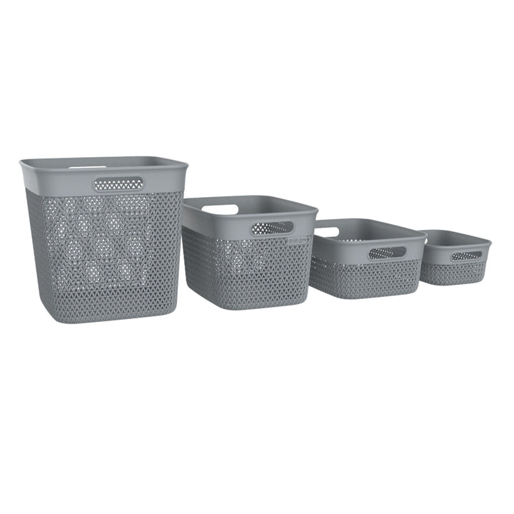 Life Story 10 Qt Decorative Storage Basket, Medium Plastic Home Organizer, Gray