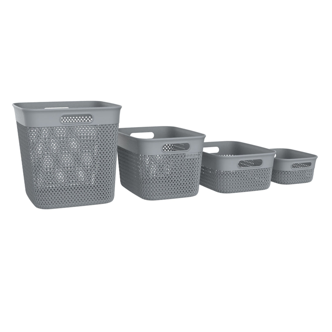 Life Story 10 Qt Decorative Storage Basket, Medium Plastic Home Organizer, Gray