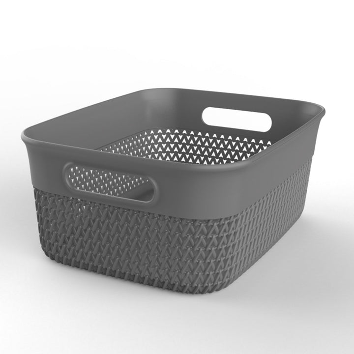 Life Story 10 Qt Decorative Storage Basket, Medium Plastic Home Organizer, Gray