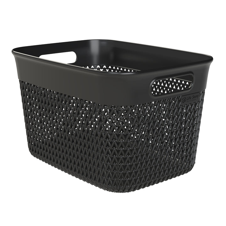 Life Story 16 Qt Decorative Storage Basket, Large Plastic Home Organizer, Black