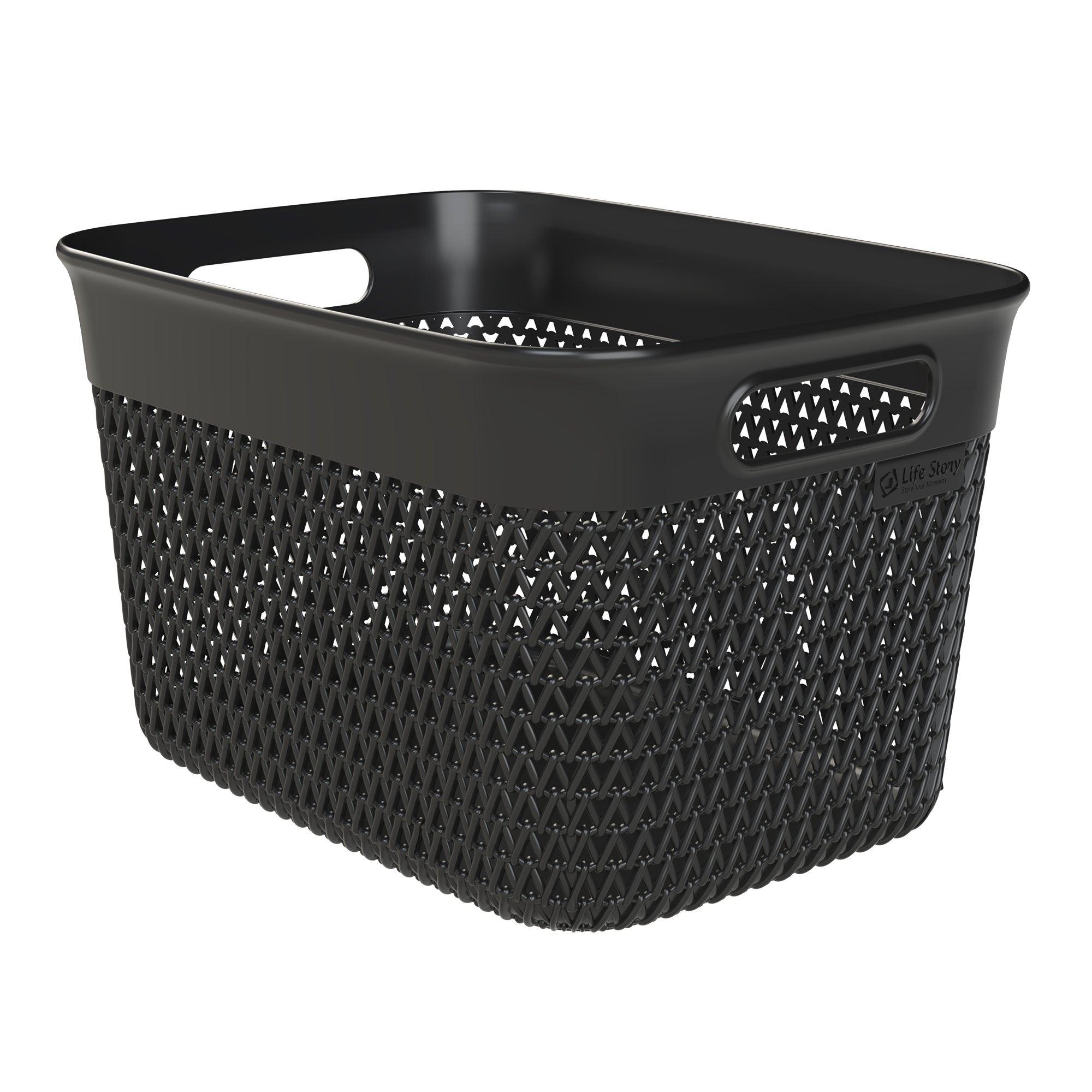 Life Story 16 Qt Decorative Storage Basket, Large Plastic Home Organizer, Black - VMInnovations