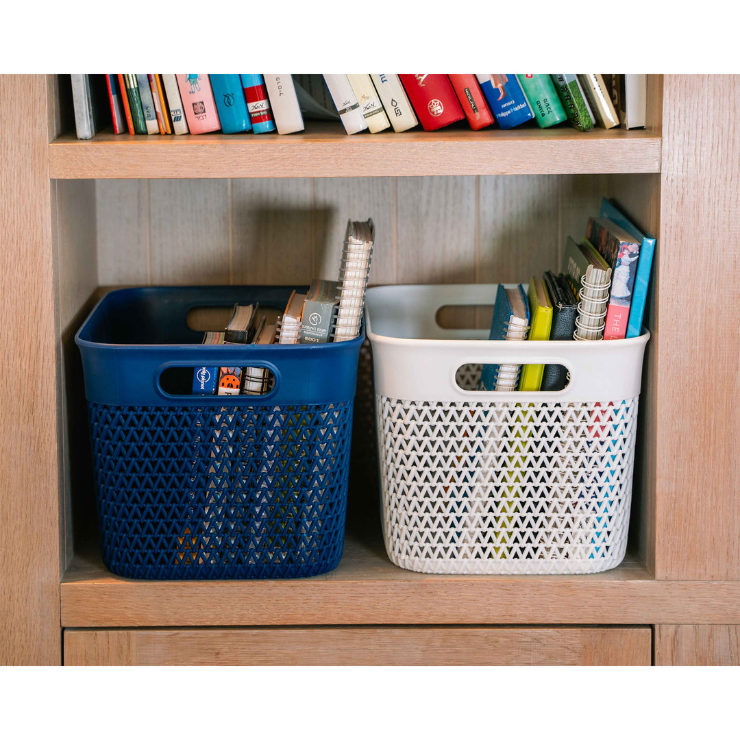 Life Story 16 Qt Decorative Storage Basket, Large Plastic Home Organizer, Black