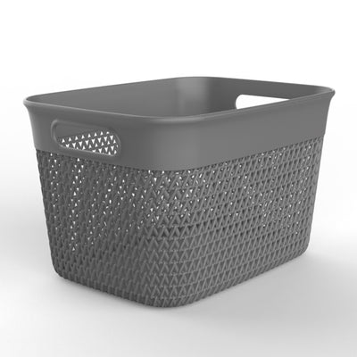 Life Story 16 Qt Decorative Storage Basket, Large Plastic Home Organizer, Gray - VMInnovations