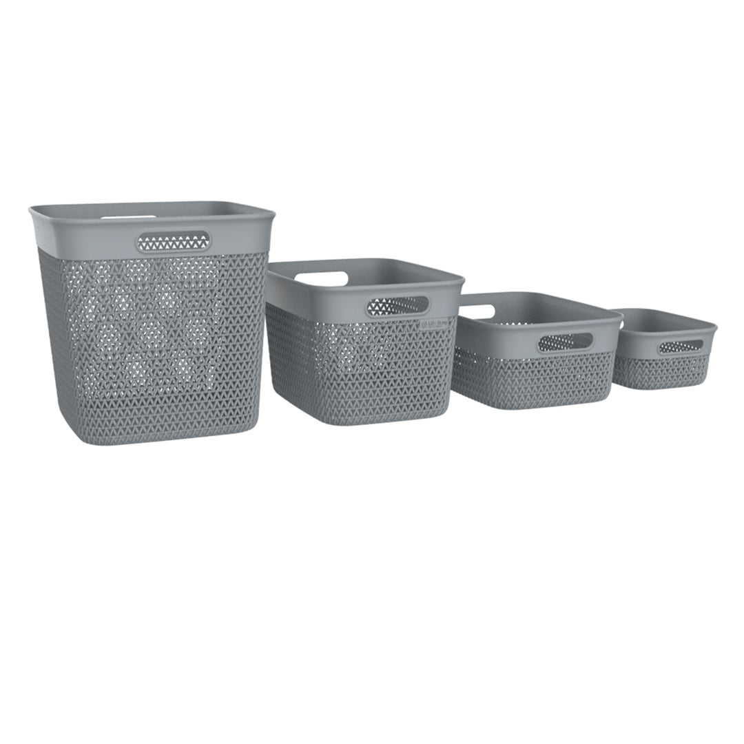 Life Story 16 Qt Decorative Storage Basket, Large Plastic Home Organizer, Gray