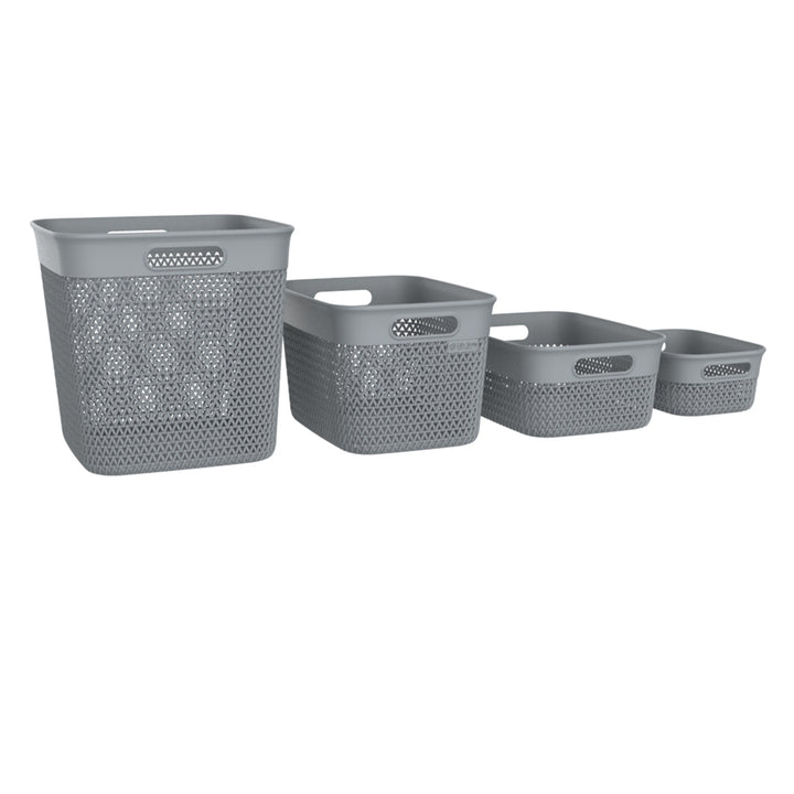 Life Story 16 Qt Decorative Storage Basket, Large Plastic Home Organizer, Gray
