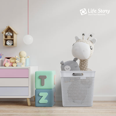 Life Story 26 Qt Decorative Storage Basket, Extra Large Plastic Home Organizer
