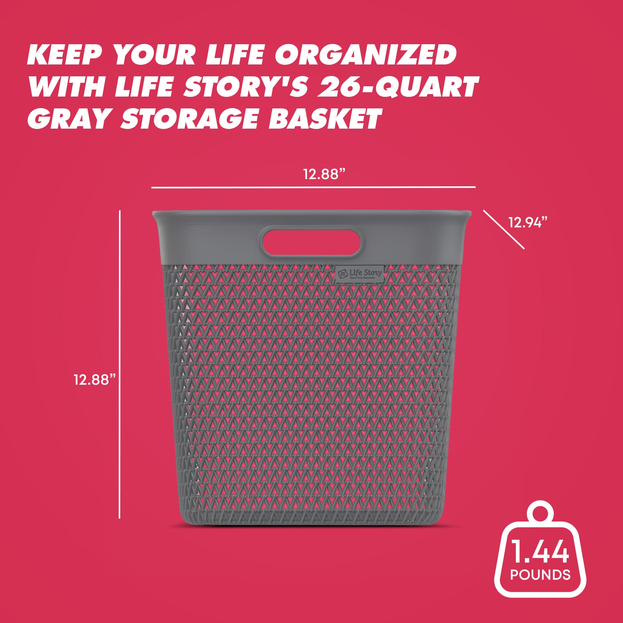 Life Story 26 Qt Decorative Storage Basket, Extra Large Plastic Home Organizer - VMInnovations