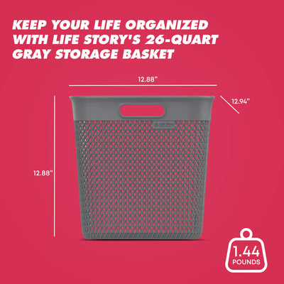 Life Story 26 Qt Decorative Storage Basket, Extra Large Plastic Home Organizer - VMInnovations