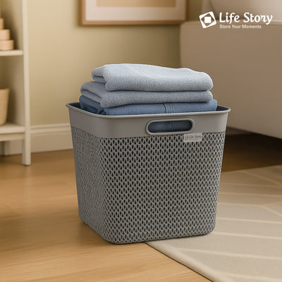 Life Story 26 Qt Decorative Storage Basket, Extra Large Plastic Home Organizer - VMInnovations