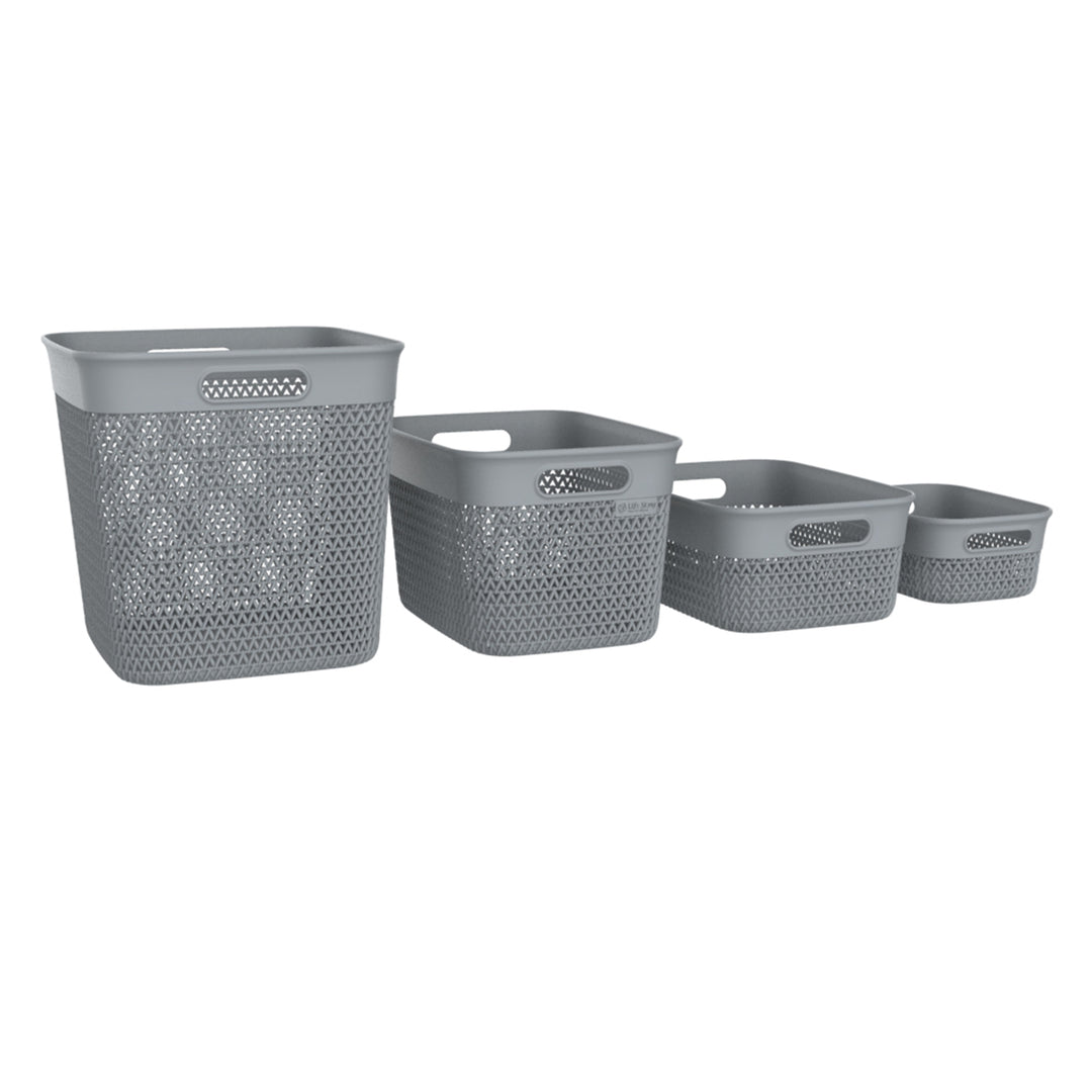 Life Story 26 Quart Decorative Storage Basket, XL Home Organizer, Gray, 4 Pack