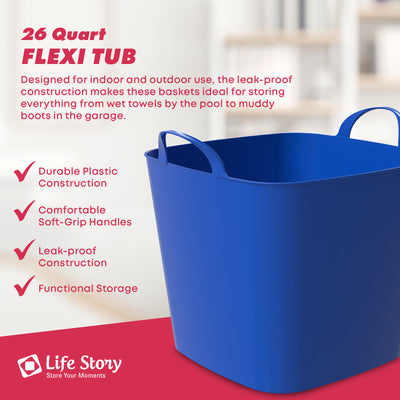 Life Story 26 Quart Flexi Tub, Versatile Storage Tote, Home Organizer, Blue - VMInnovations