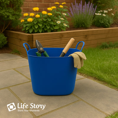 Life Story 26 Quart Flexi Tub, Versatile Storage Tote, Home Organizer, Blue - VMInnovations