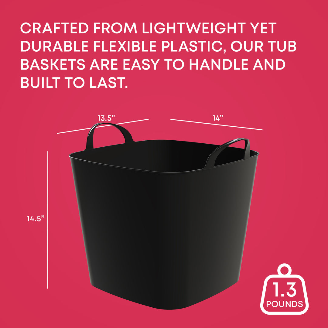 Life Story 26 Quart Flexi Tub, Versatile Storage Tote, Home Organizer, Black