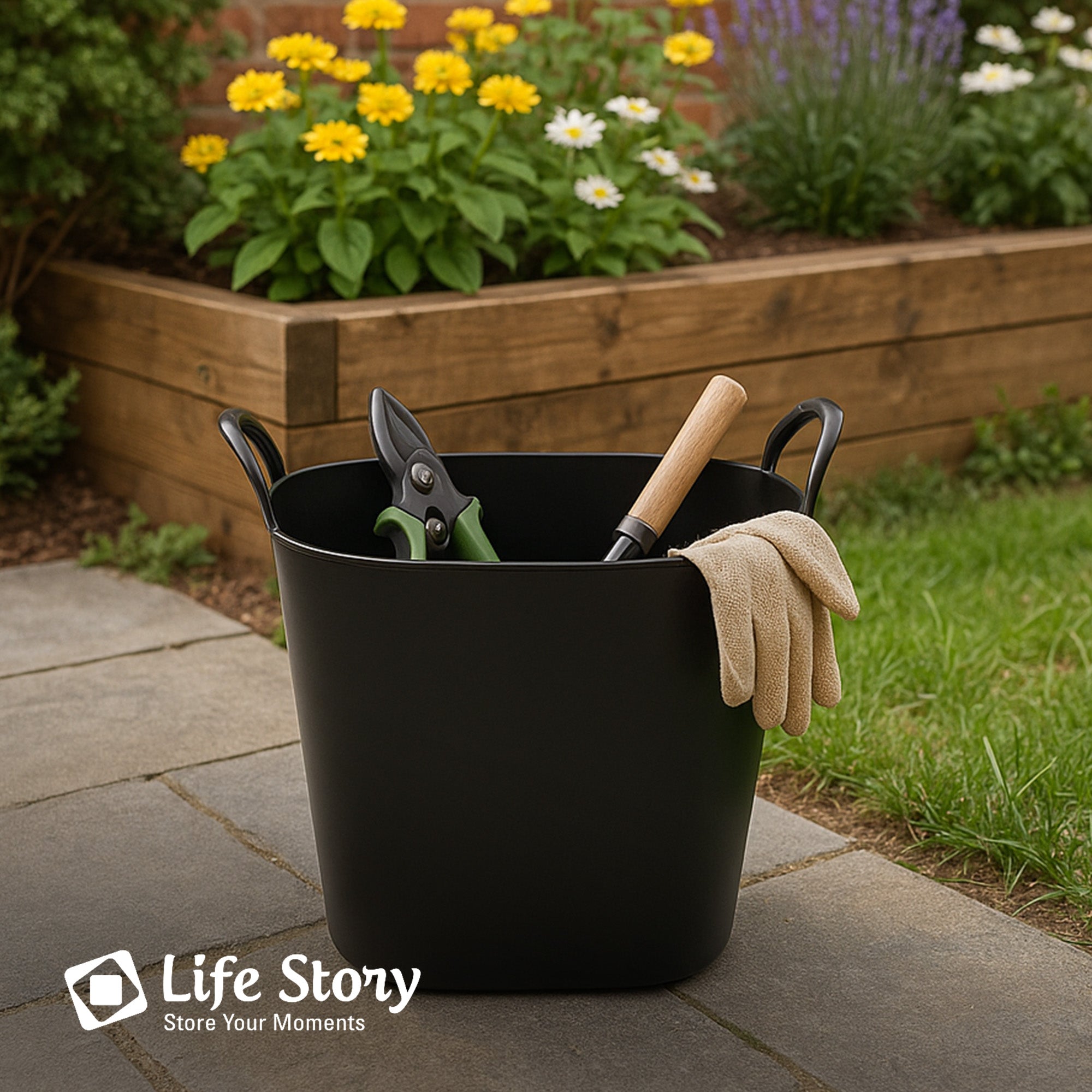 Life Story 26 Quart Flexi Tub, Versatile Storage Tote, Home Organizer, Black - VMInnovations