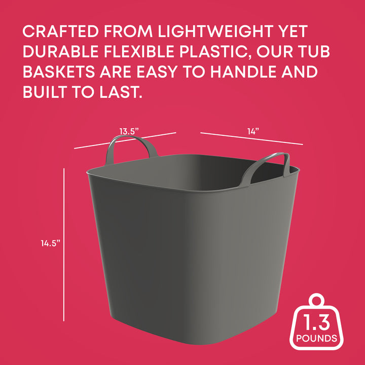 Life Story 26 Quart Flexi Tub, Versatile Storage Tote, Home Organizer, Gray