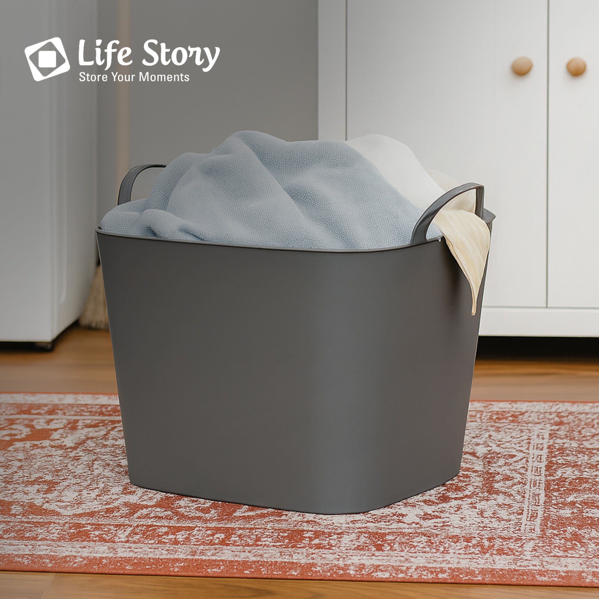 Life Story 26 Quart Flexi Tub, Versatile Storage Tote, Home Organizer, Gray - VMInnovations