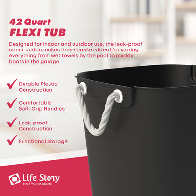Life Story 42 Quart Flexi Tub, Versatile Storage Tote, Home Organizer, Gray - VMInnovations