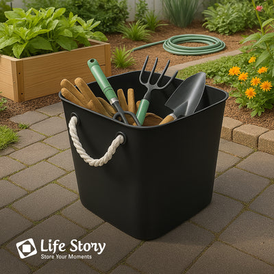 Life Story 42 Quart Flexi Tub, Versatile Storage Tote, Home Organizer, Black