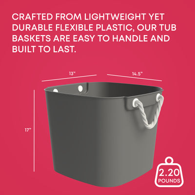 Life Story 42 Quart Flexi Tub, Versatile Storage Tote, Home Organizer, Gray