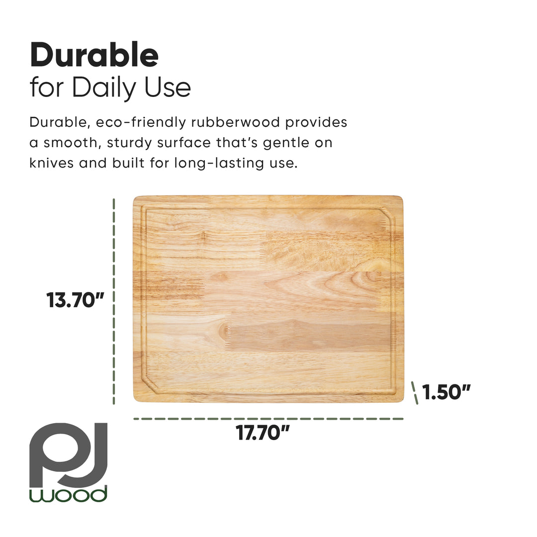 PJ Wood Rubberwood 14" x 18" Chopping Board for Cutting Fish and Vegetables