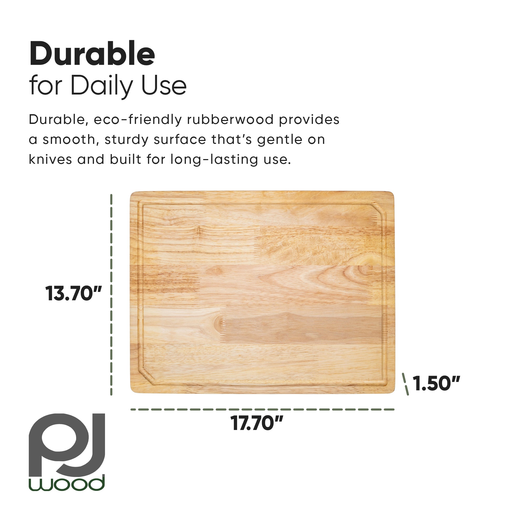 PJ Wood Rubberwood 14" x 18" Chopping Board (Open Box)