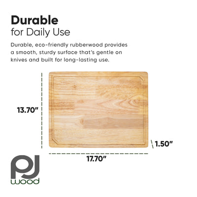 PJ Wood Rubberwood 14" x 18" Chopping Board for Cutting Fish/Vegetables (Used)