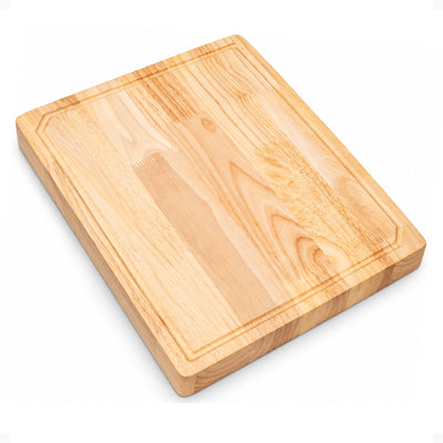 PJ Wood Rubberwood 14" x 18" Chopping Board for Cutting Fish and Vegetables