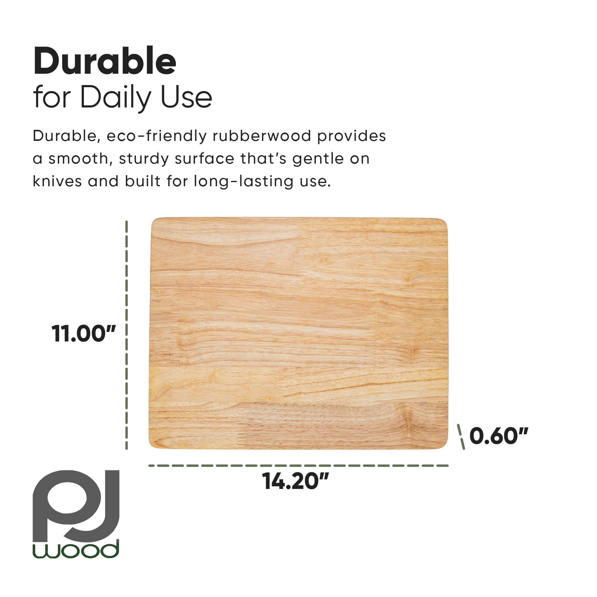 PJ Wood Rubberwood 11" x 14" Chopping Board for Cutting Fish & Vegetables (Used)