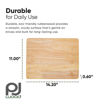 PJ Wood Rubberwood 11" x 14" Chopping Board for Cutting Fish & Vegetables (Used)