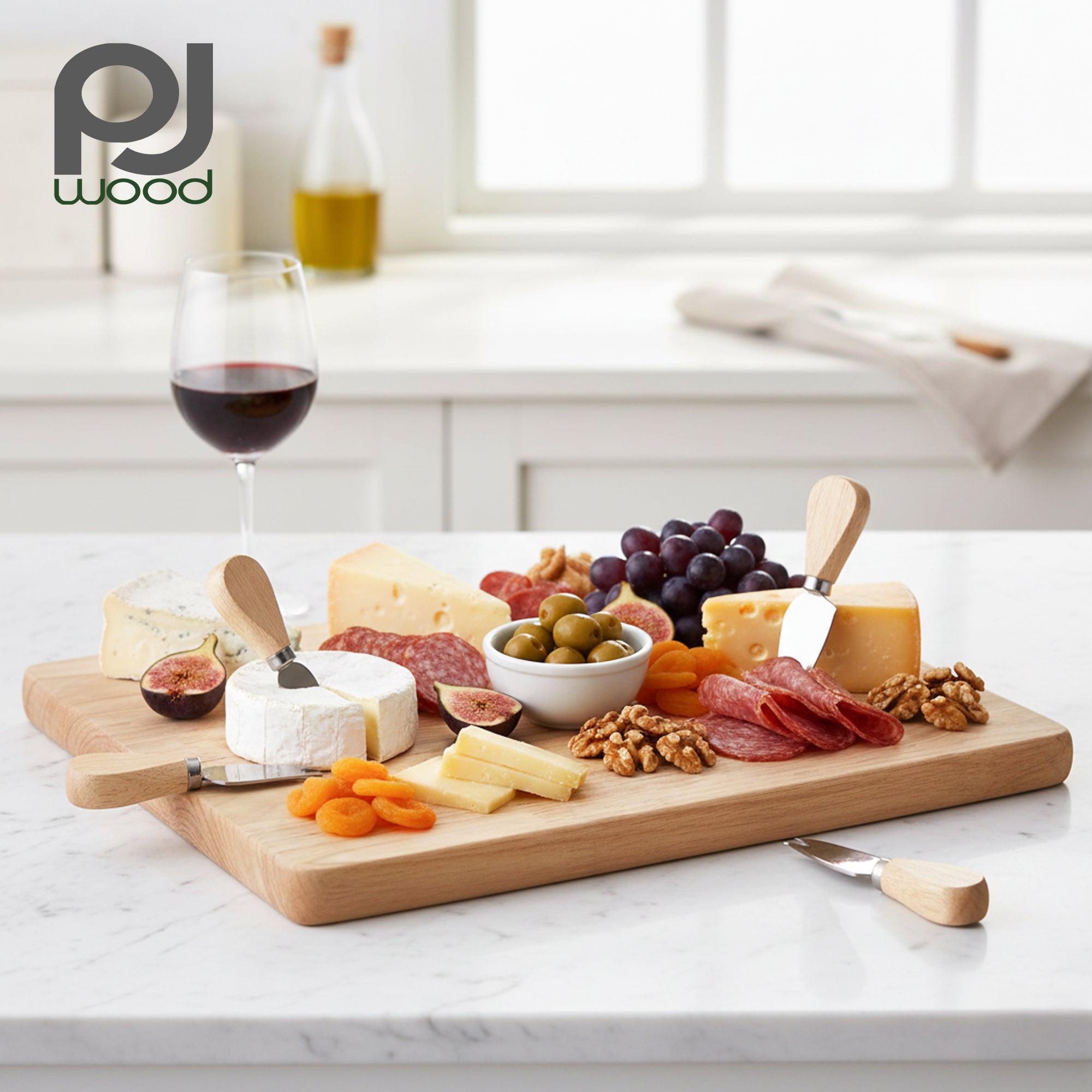 PJ Wood Rubberwood 11" x 14" Chopping Board for Cutting Fish & Vegetables (Used)