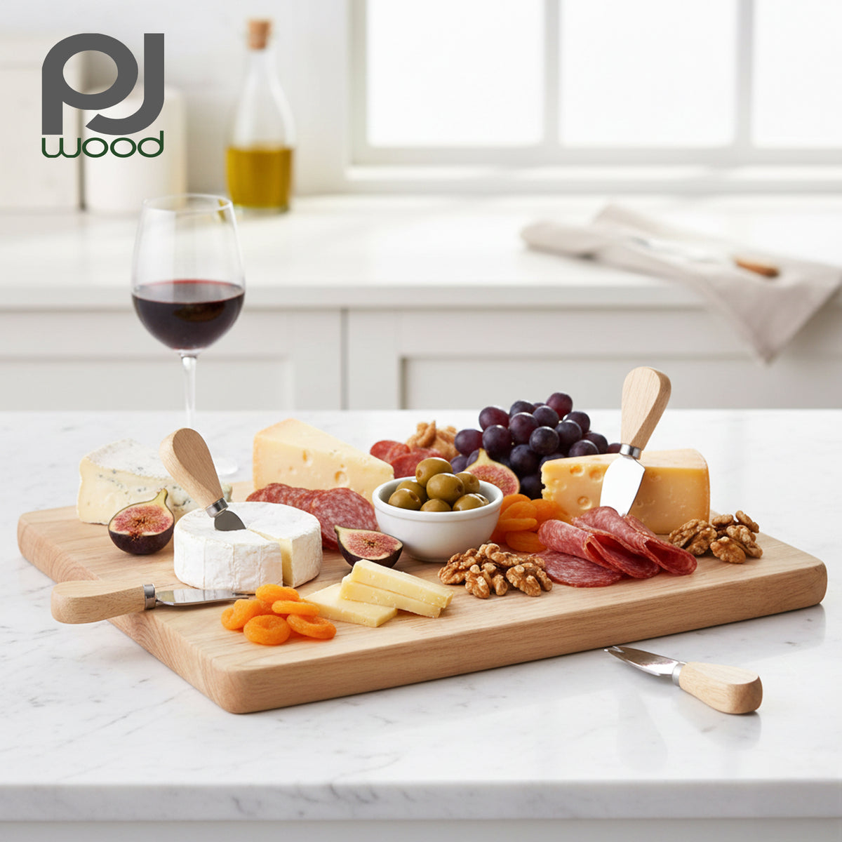PJ Wood Rubberwood 11" x 14" Chopping Board for Cutting Fish and Veg (Open Box)