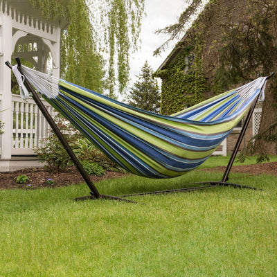 Vivere Double Cotton Hammock, Comfortable Daybed with Steel Stand, 9', Oasis - VMInnovations