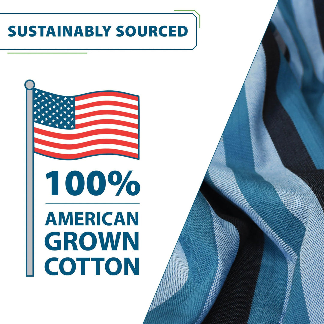 Vivere Double Cotton Hammock, Comfortable Daybed, Steel Stand, 9', Blue (Used)