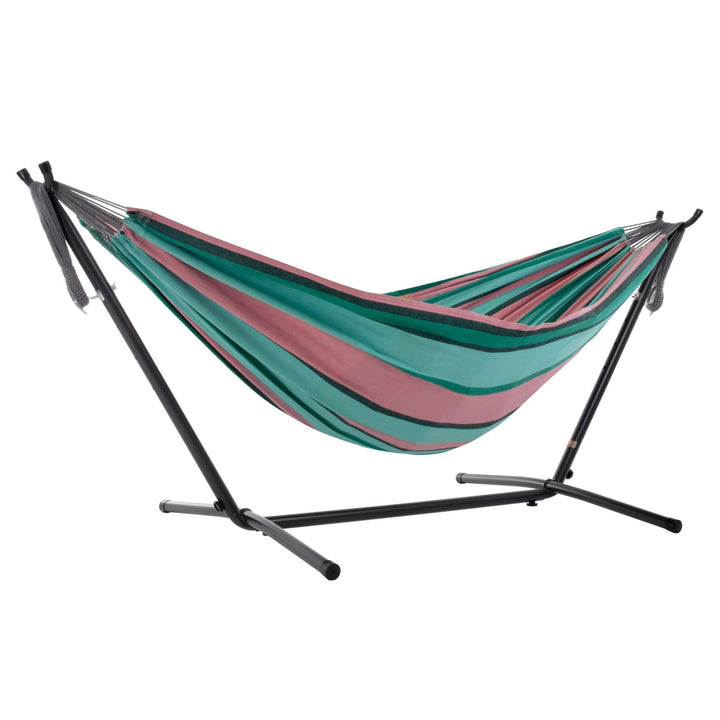 Vivere Double Cotton Hammock, Comfortable, Steel Stand, 9', Watermelon(Open Box)