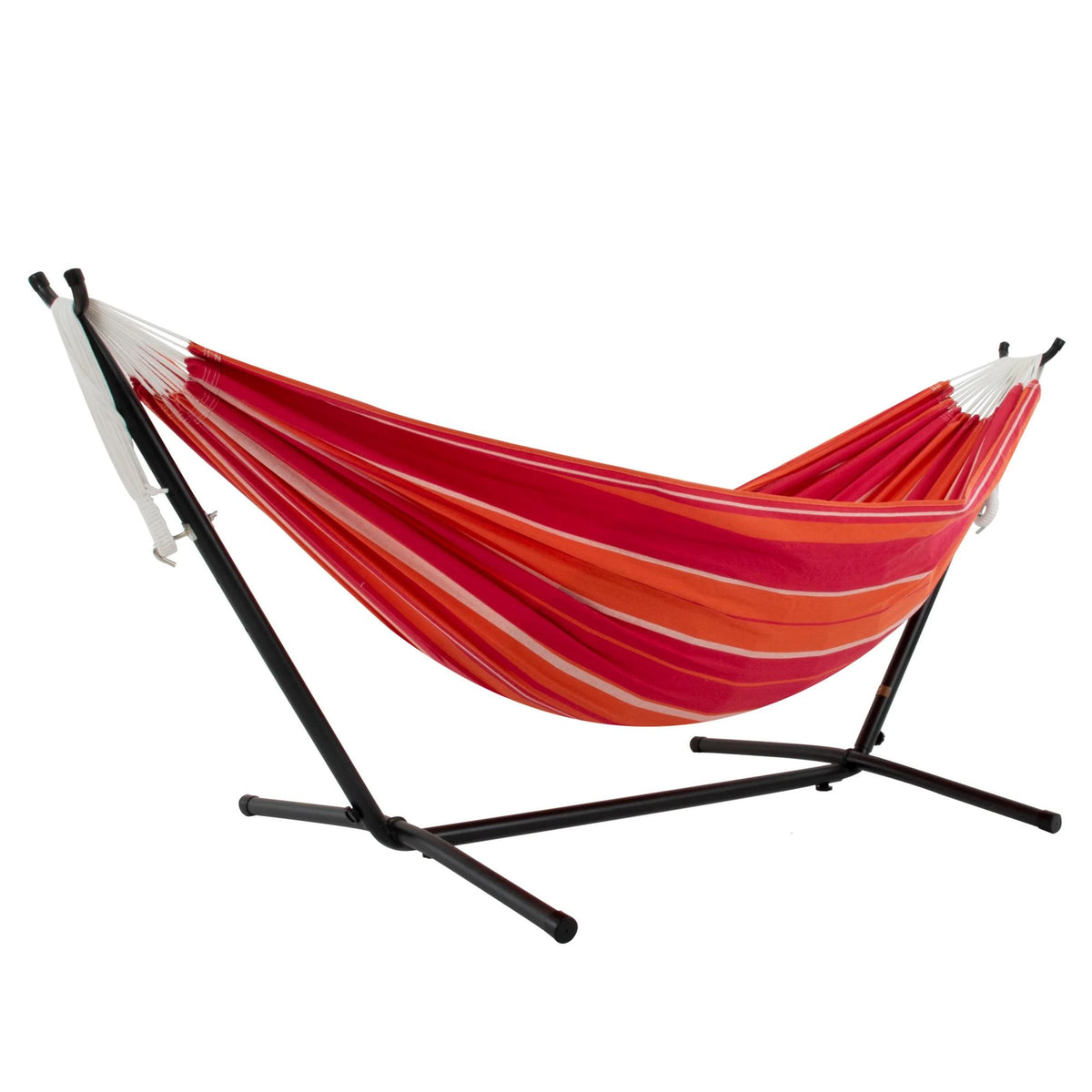 Vivere Double Cotton Hammock, Comfortable Daybed w/Steel Stand, 9' (Open Box) - VMInnovations