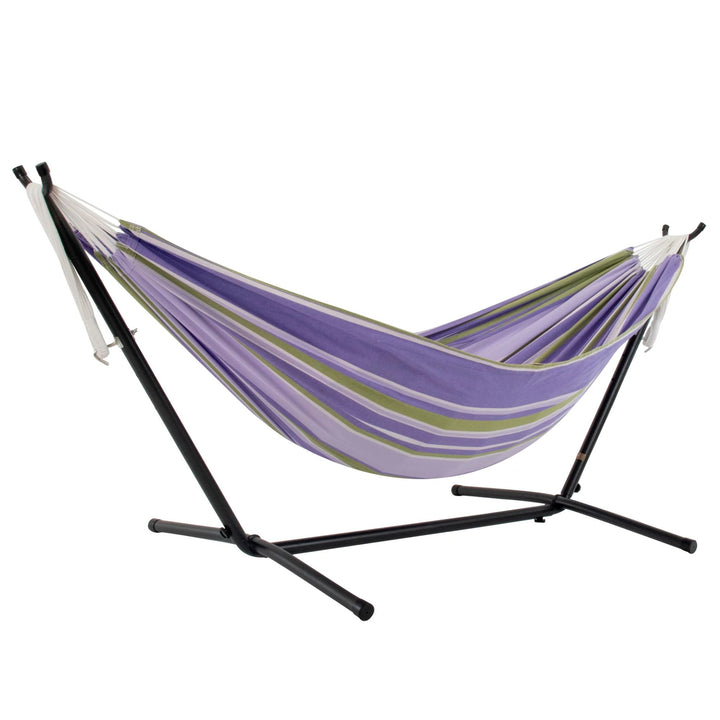 Vivere Double Cotton Hammock, Comfortable Daybed, Steel Stand, 9' (Open Box)