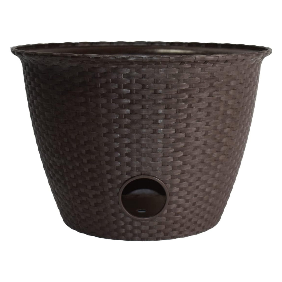 The HC Companies 18" Woven Garden Hose Holder, Up to 100 Ft Capacity, Chocolate