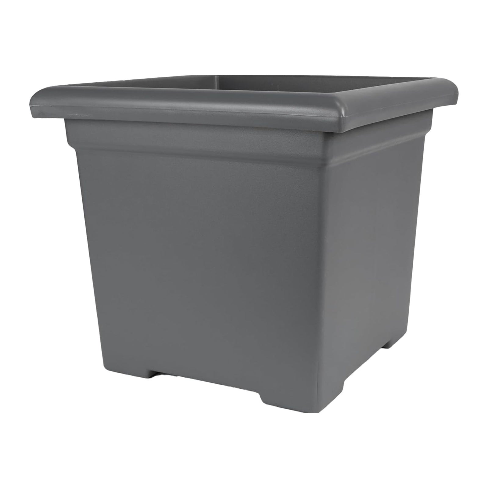 The HC Companies Accent Square Plastic Plant Pot with Drainage, 15.5", Warm Gray - VMInnovations