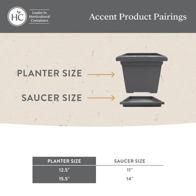The HC Companies Accent Square Plastic Plant Pot with Drainage, 15.5", (Used) - VMInnovations