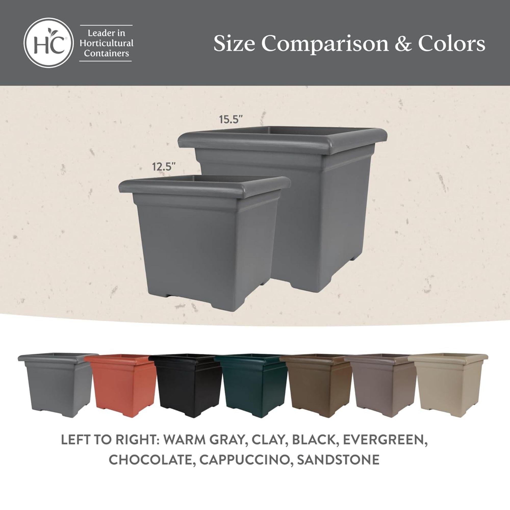 The HC Companies Accent Square Plastic Plant Pot with Drainage, 15.5", (Used) - VMInnovations