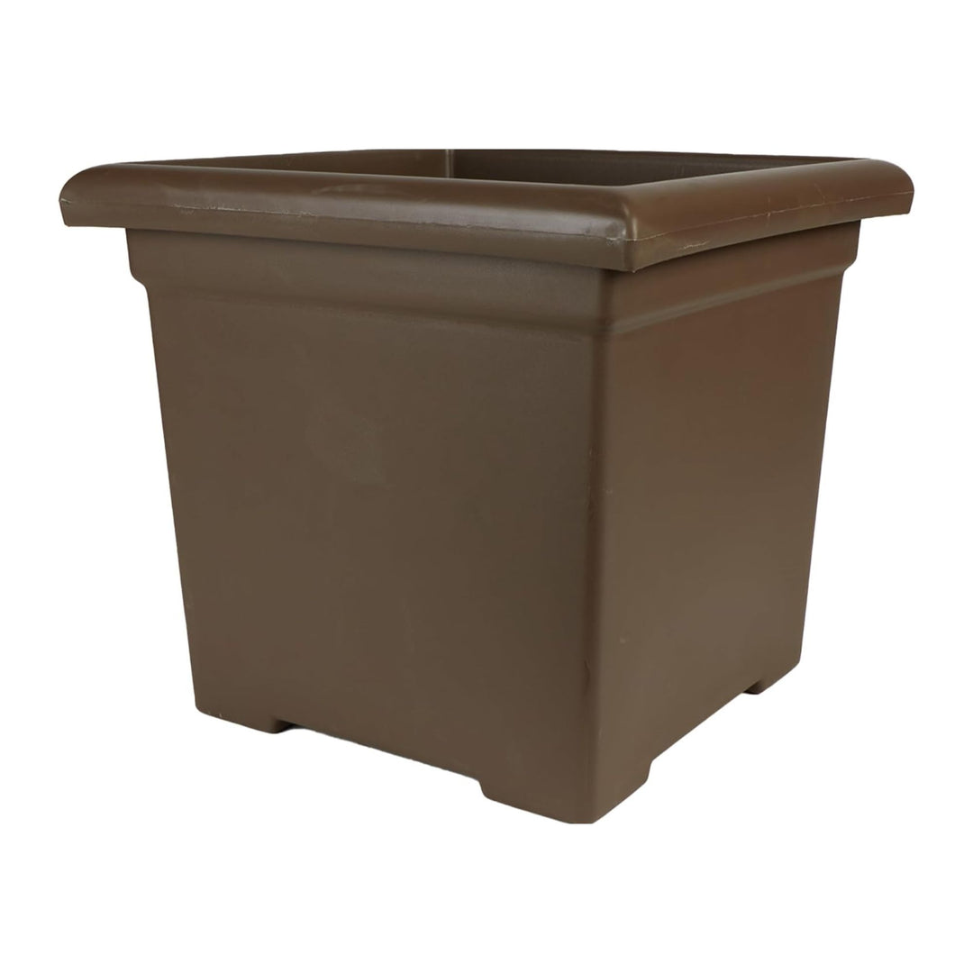 The HC Companies Accent Square Plastic Plant Pot with Drainage, 15.5", Chocolate